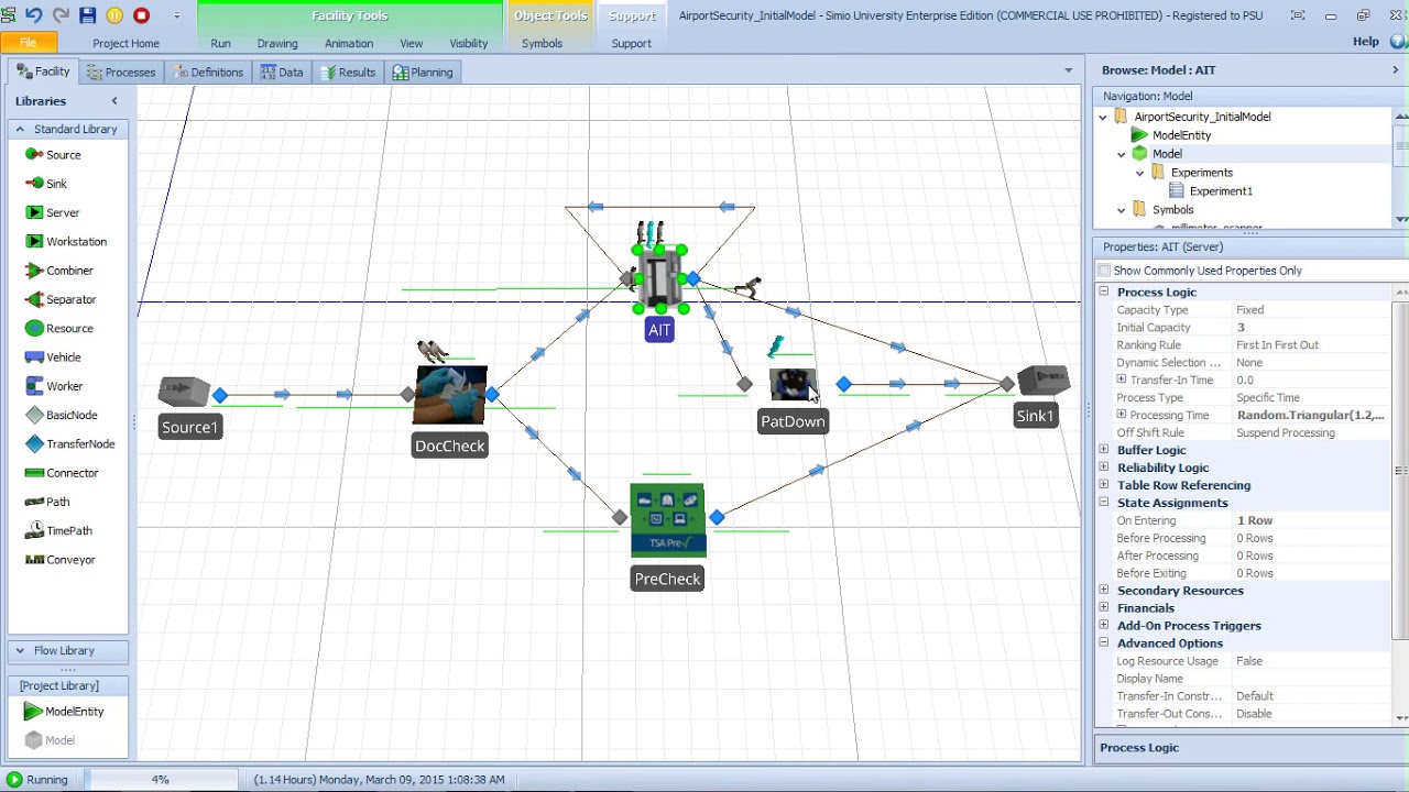 Simio Input Parameters and Use of Observed Real-World Data