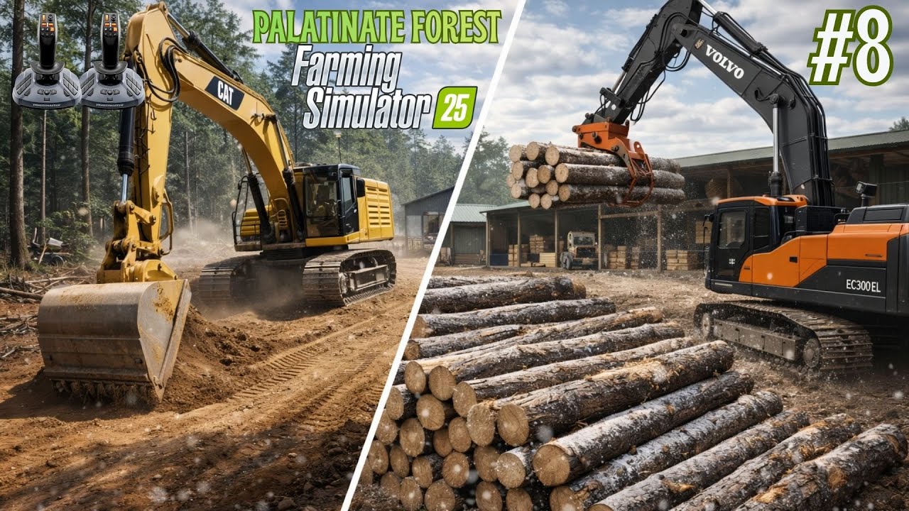 Building a NEW Sawmill Base! 🌲 CAT 395 Ground Work & Volvo Log Piling | FS25