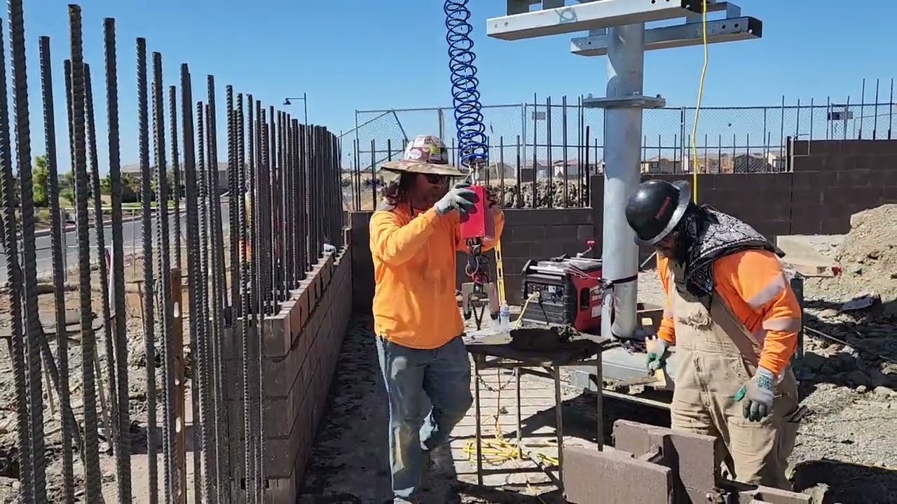 Installing block over rebar with MULE