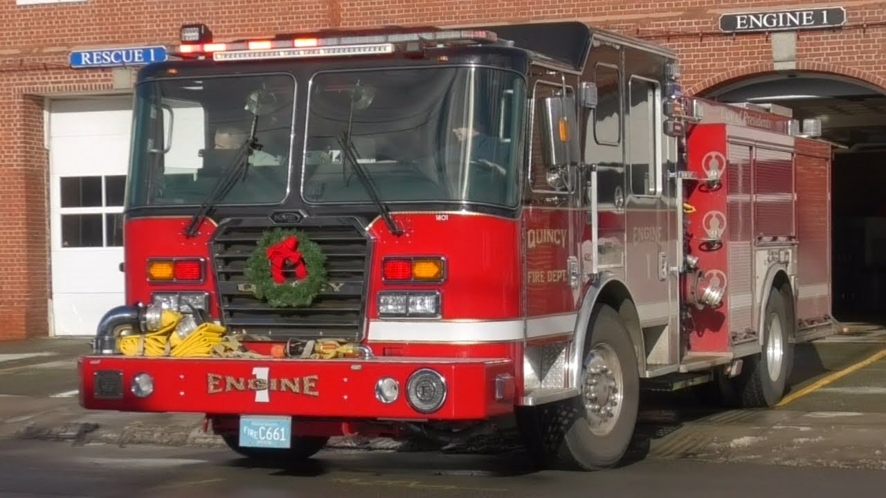 Quincy, MA Fire Department Engine 1 Responding