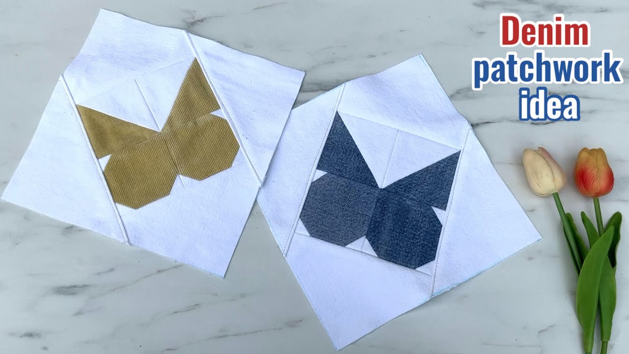 Sewing diy Butterfly denim patchwork tutorial from scrap old jeans,patchwork ideas ,denim patchwork