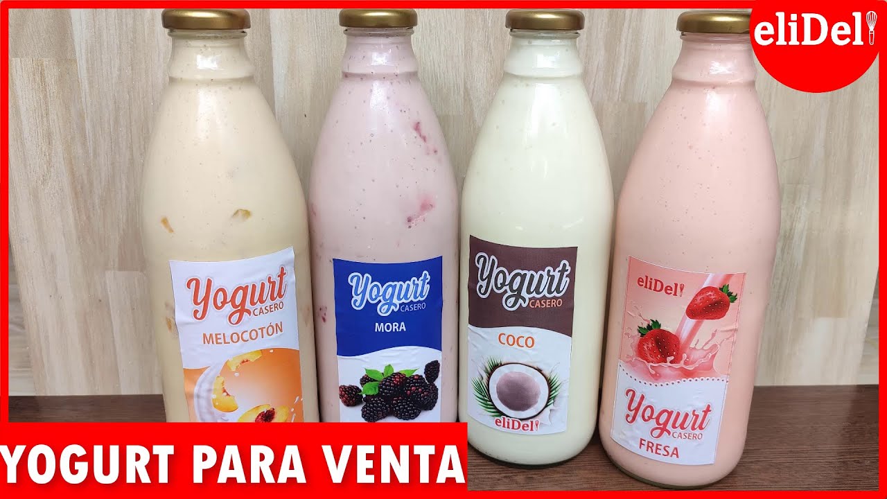 YOGURT para VENDER 4 sabores 🍑MELOCOTÓN 🍓FRESA🥥 COCO Y MORA💜 yogurt CASERO para NEGOCIO