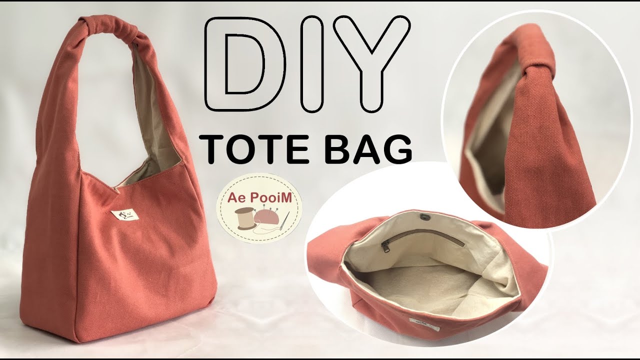 DIY CANVAS TOTE BAG // วิธีทำกระเป๋าผ้าแคนวาสสายผ้าในตัว