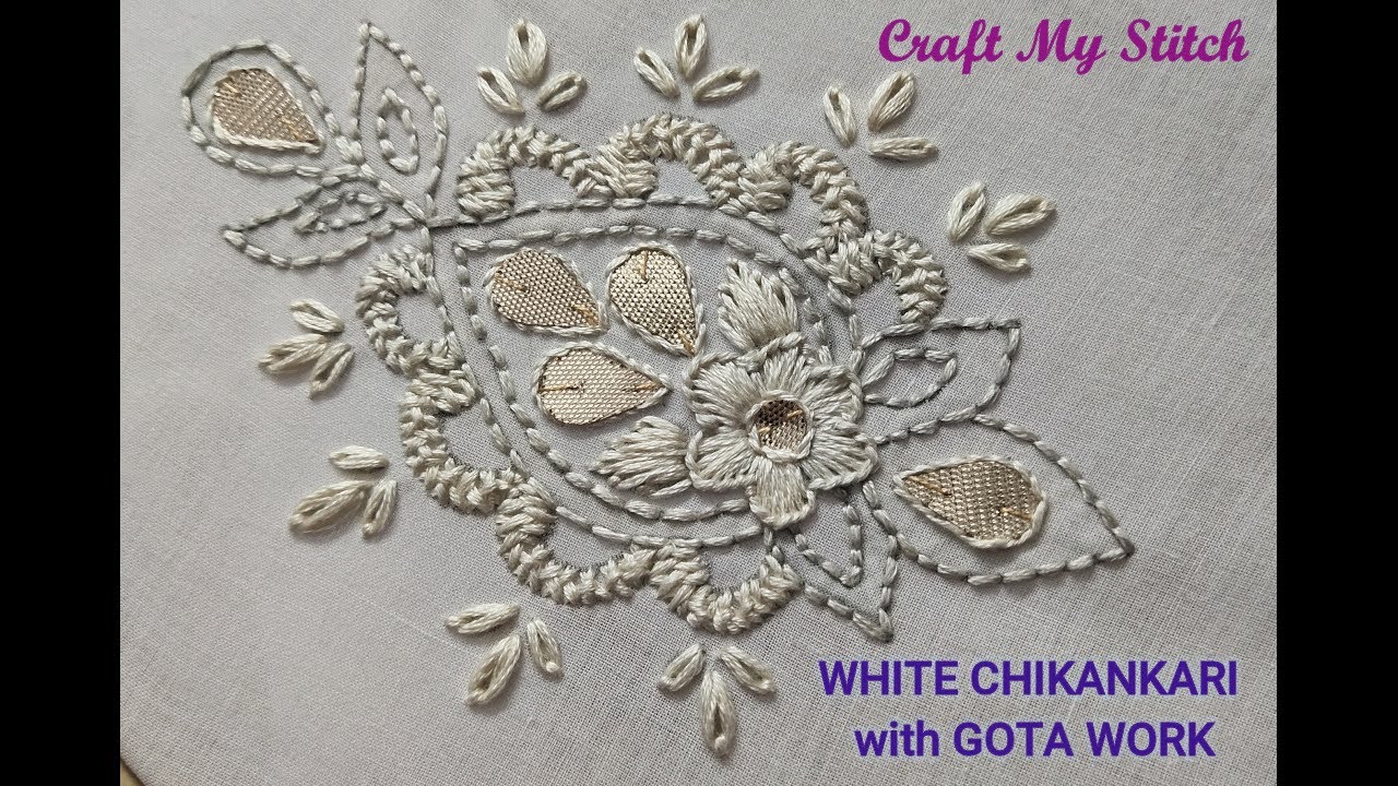 White chikankari with Gota work - Shadow work - Hand embdroidery