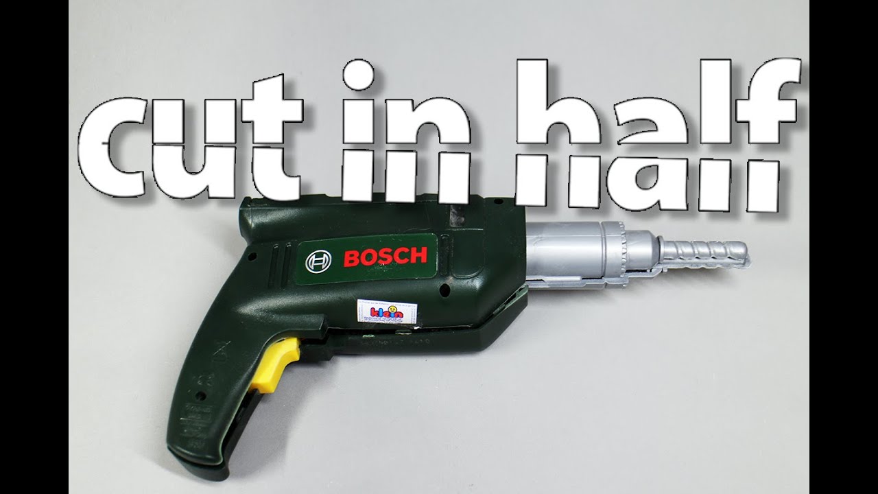 BOSCH toy drill cut in half with waterjet