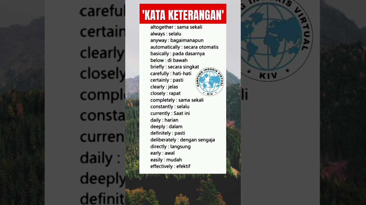 'KATA KETERANGAN' dalam bahasa Inggris #kampunginggrisvirtual #belajarbahasainggris #inggrispemula