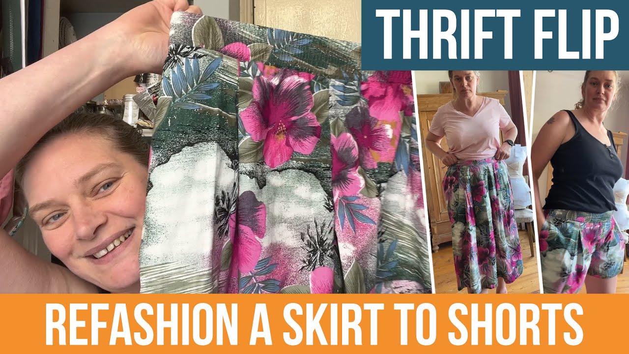 Skirt to Shorts - THRIFT FLIP (Yes, a skirt CAN be made into shorts!)