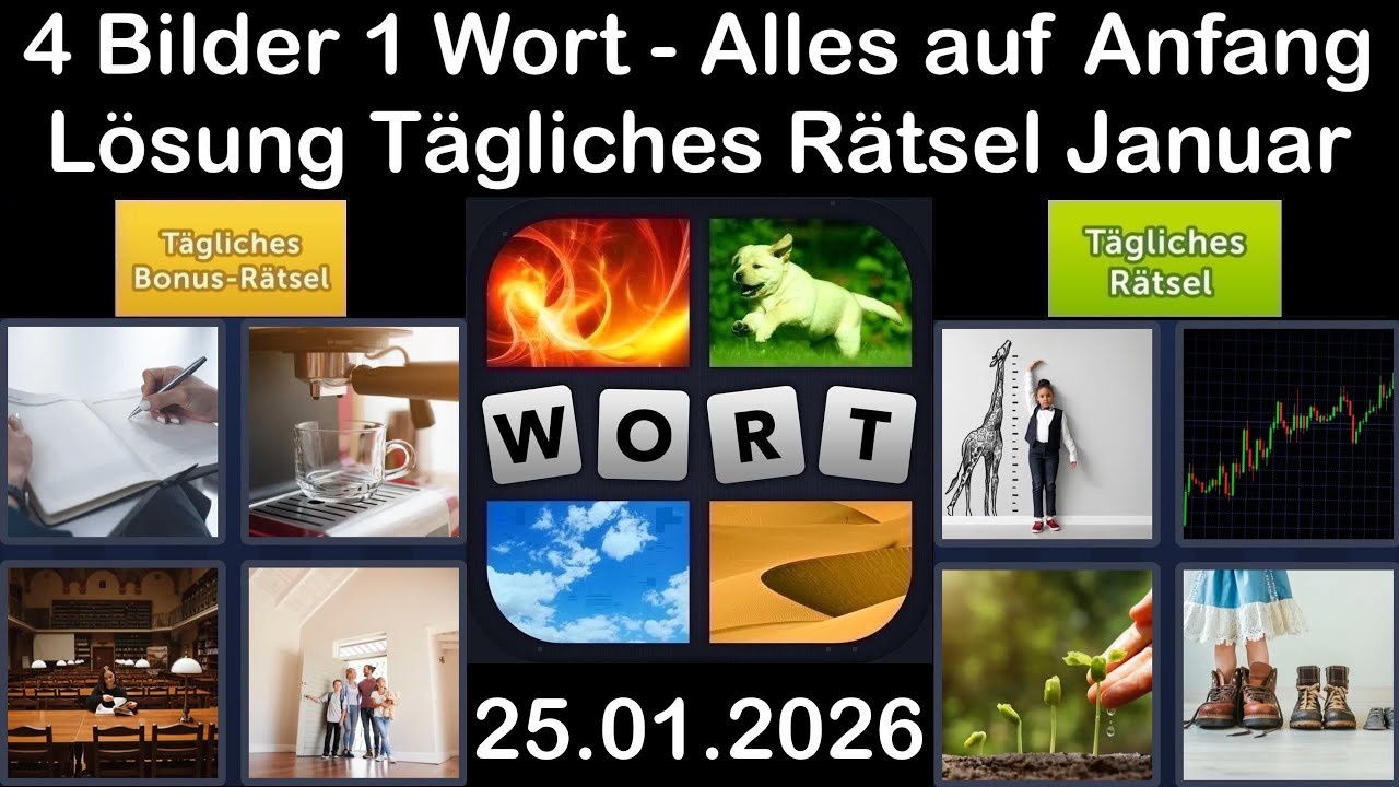 4 Bilder 1 Wort &ndash; T&auml;gliches R&auml;tsel L&ouml;sung 25.01.2026 - Alles auf Anfang - Januar 2026 #4Bilder1Wort