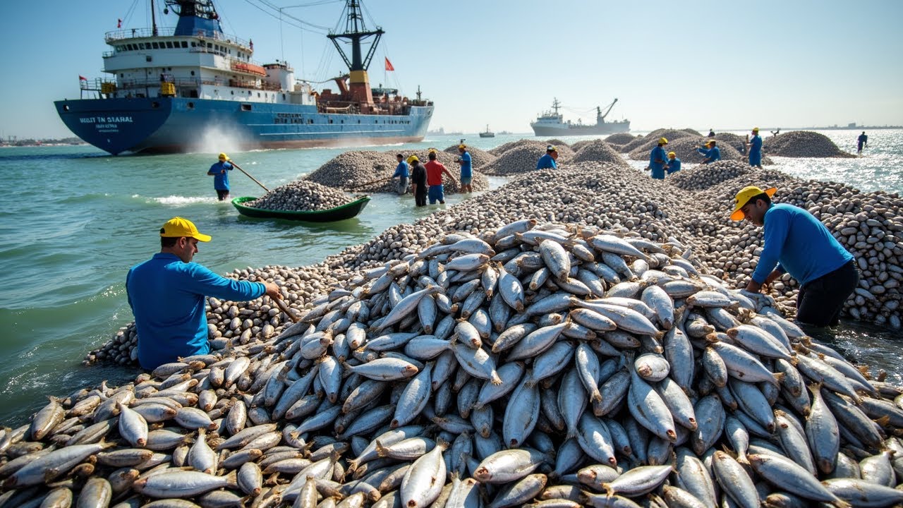 Crazy Fishing Activity - Brutal Fishing with Bare Hands and Giant Machinery to Catch 100 Tons a Day