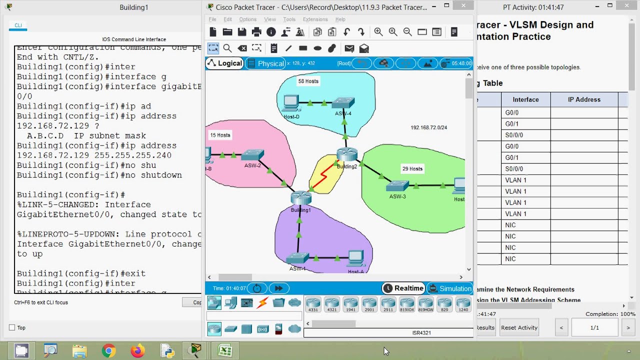 11.9.3 Packet Tracer - VLSM Design and Implementation Practice