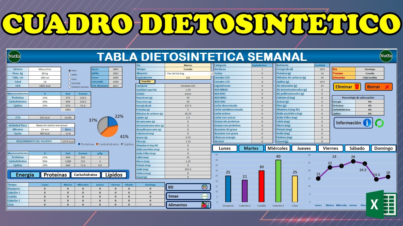 Creaci&oacute;n de dietas con Excel | Herramiente definitiva | Requerimiento energ&eacute;tico | Mets