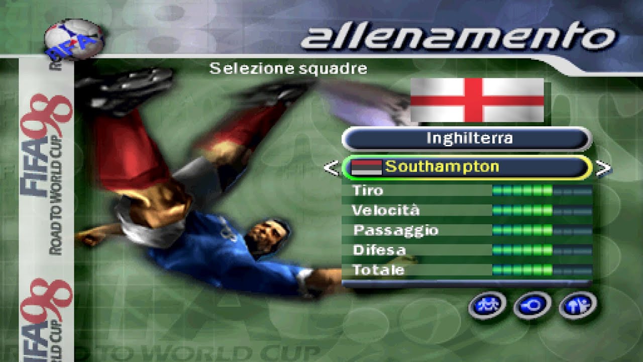 statistiche dei giocatori del southampton su fifa 98