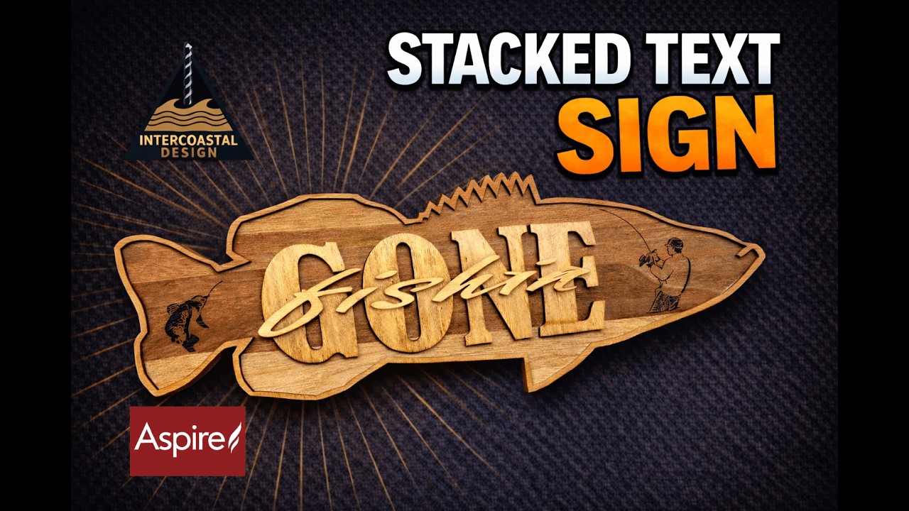 How to design a stacked text sign with Aspire and CNC machine.