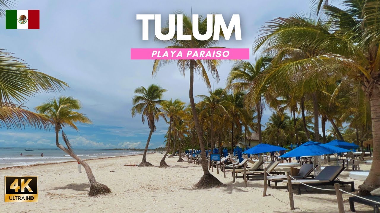 TULUM Playa Paraiso Beach MEXICO [4K] WALKING Tour  Inmersive sound 🎧travel guide  virtual WALK