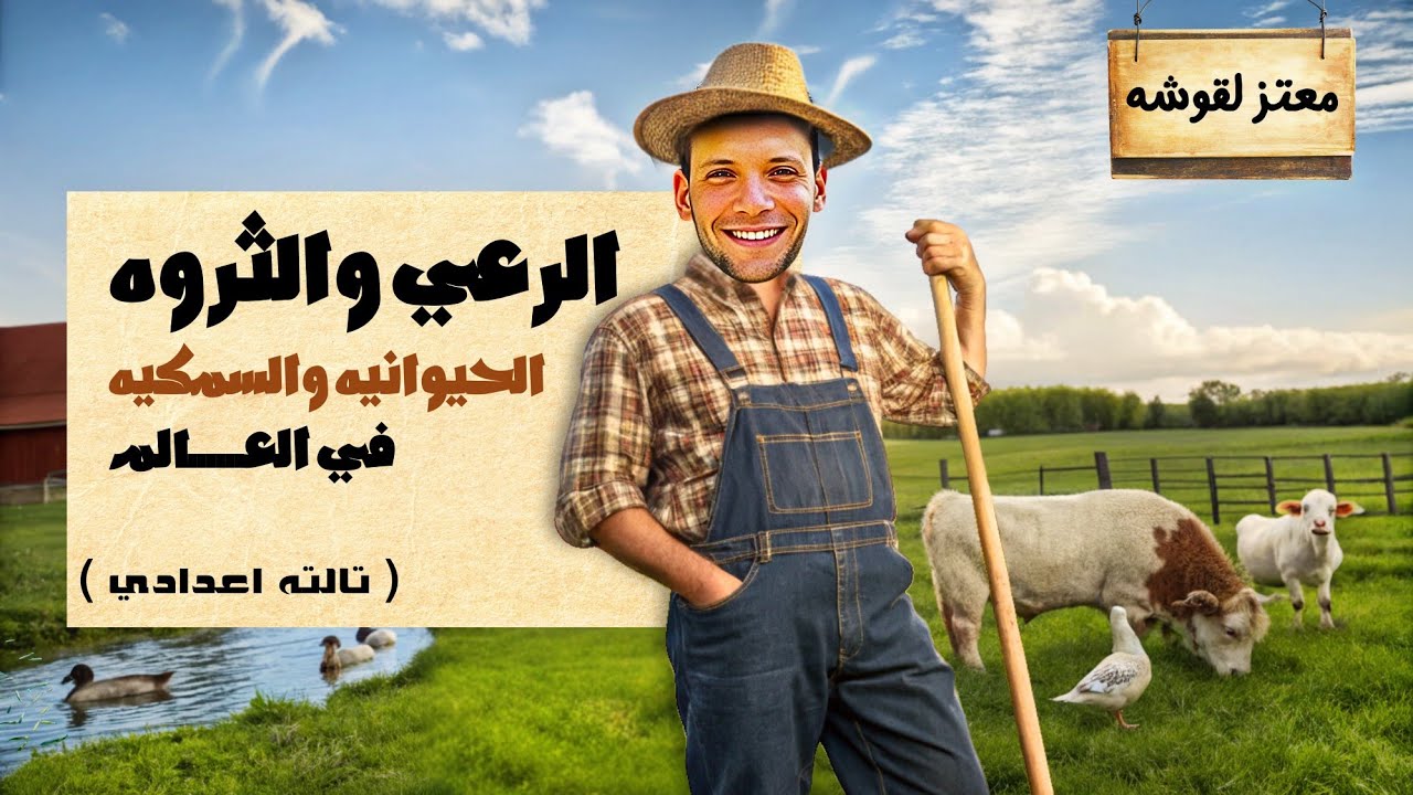 الرعى و الثروة الحيوانيه و السمكيه فى العالم الصف الثالث الاعدادى  ٢٠٢٦