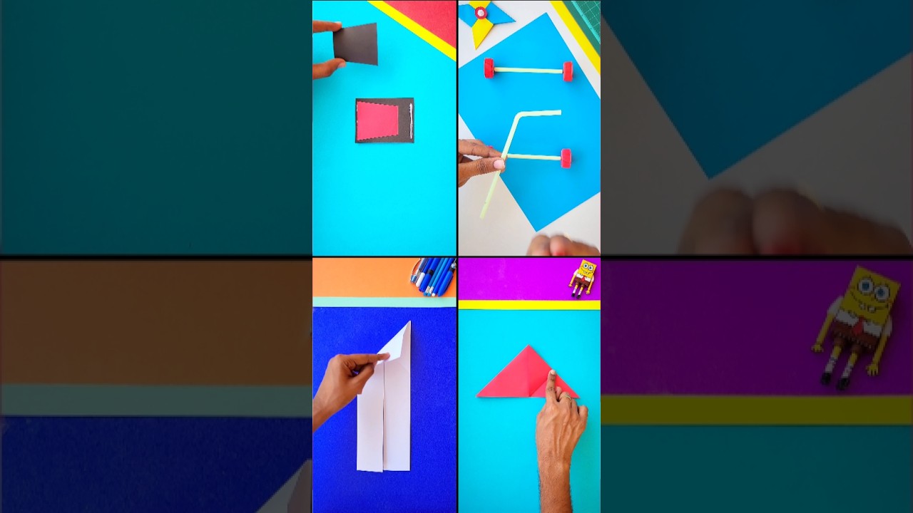 PAPER TOYS | 4 super easy paper toys , how to make magic colour changing heart | DIY car