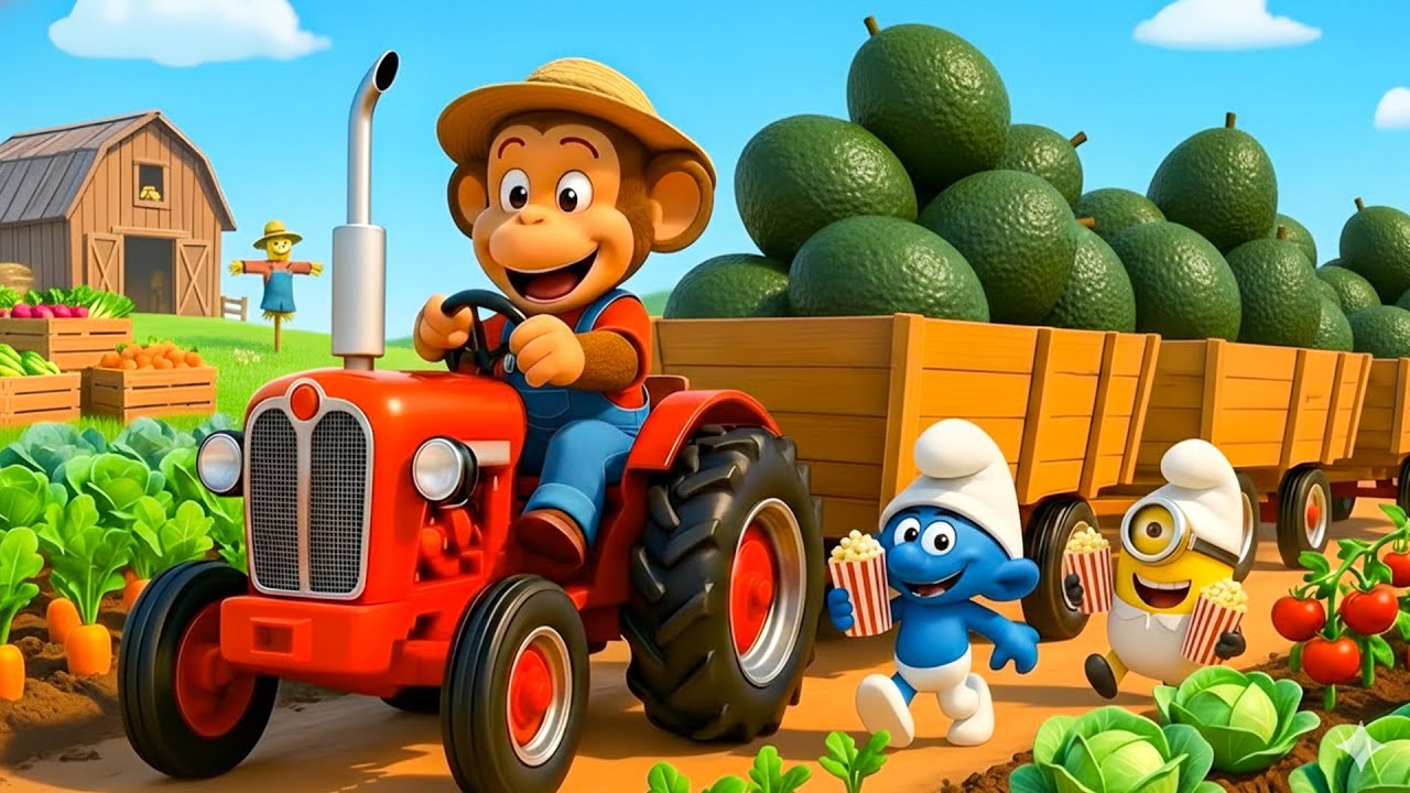 Avocado Harvest Day: Smart Monkey Farmer Collects Fresh Avocados | Farm Work | Funny Monkey 🐒🥑