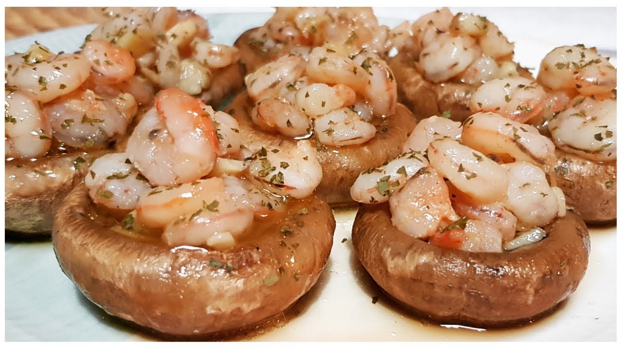 CHAMPIÑONES RELLENOS DE GAMBAS ¡¡¡ Un aperitivo BUENISIMO !!!