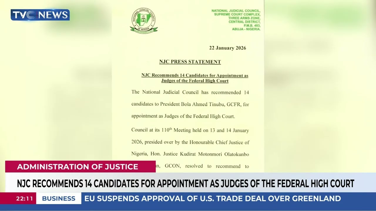 NJC Recommends 14 Candidates For Appointment As Judges Of Federal High Court