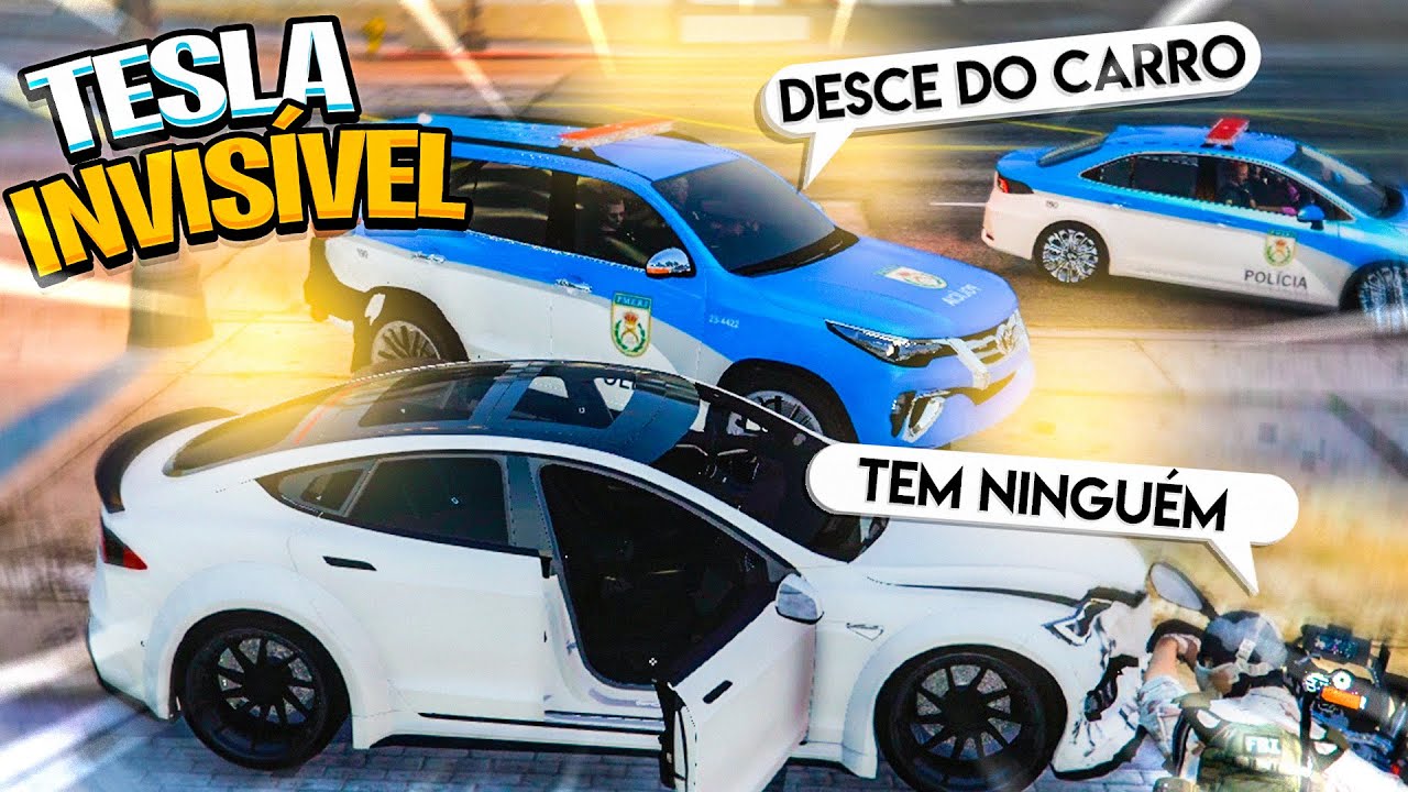 DEI FUGA INVISIVEL DE TESLA E BUGUEI OS POLICIAIS