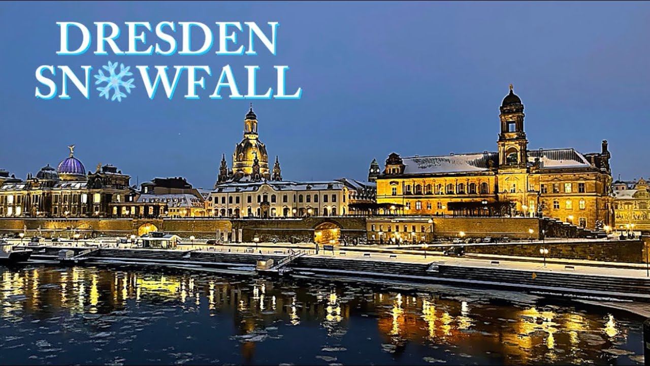 Dresden Snowfall Walk ❄️🌨️ 4K Winter Walking Tour Germany 🇩🇪