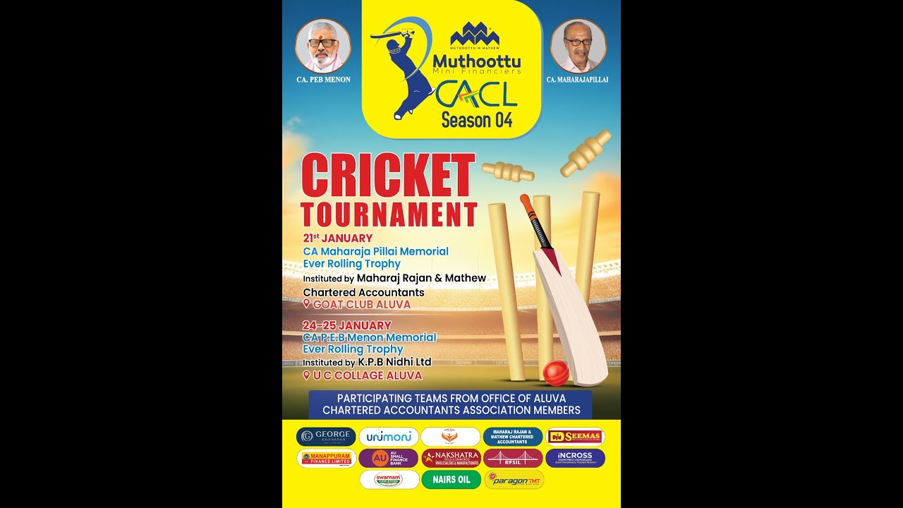 CACL Season 04 - FINAL DAY |   CA P.E.B Menon Memorial Ever Rolling Trophy | Aluva CA Association