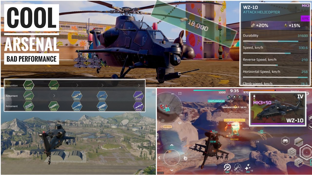 MWT Tank Battles WZ-10 18.000 gold helicopter review all weapon arsenal test range gameplay