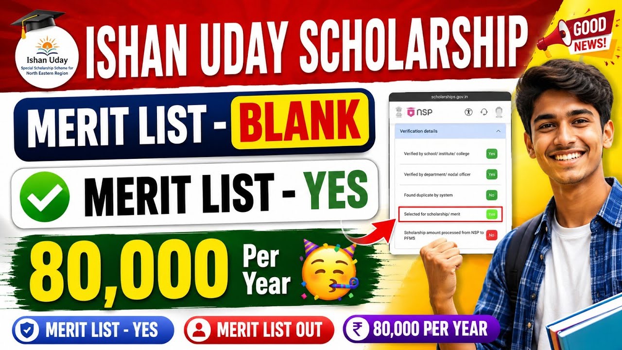Merit List- BLANK 😬 Ishan Uday Scholarship 2025 | Merit List/ Cut off/ Payment |UGC Scholarship 2025