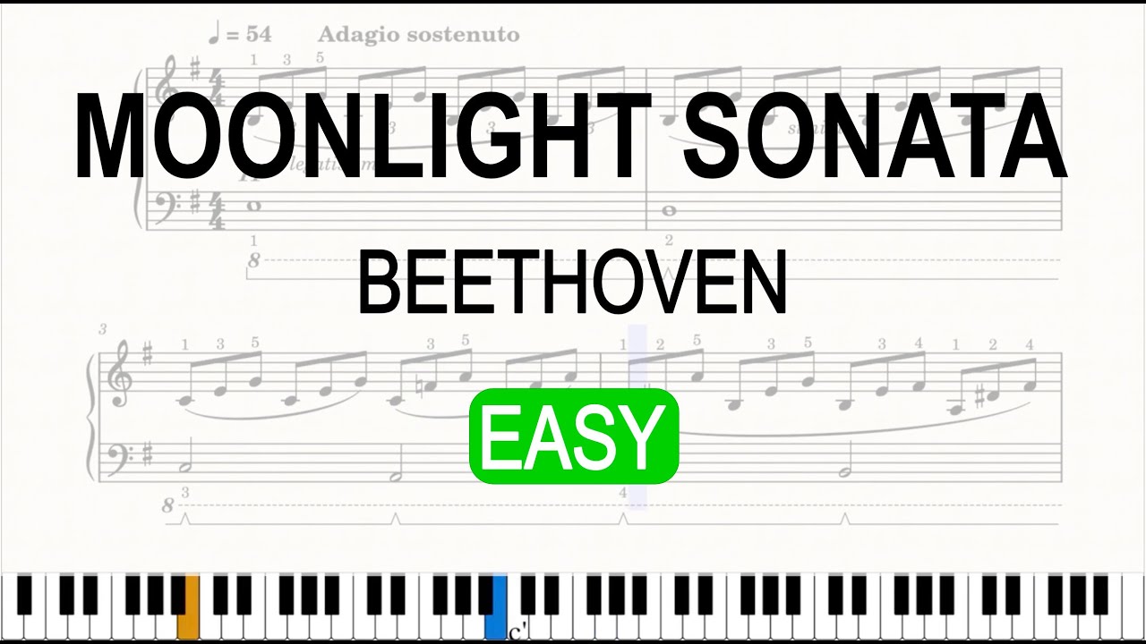 Moonlight simplified piano tutorial Beethoven | with finger and pedal indication | FREE SHEET MUSIC