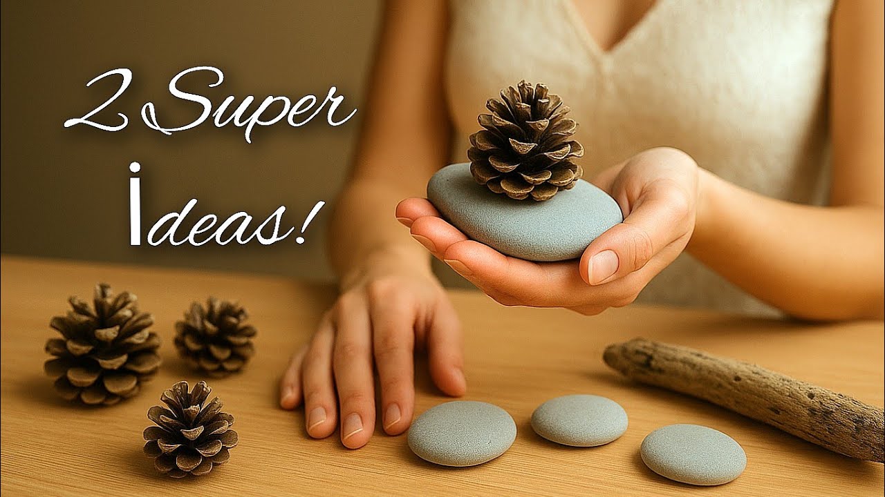 2 MAGICAL DIY IDEAS!😍AN INCREDIBLE IDEA MADE WITH ORDINARY PINE CONES AND FLAT ROCKS!