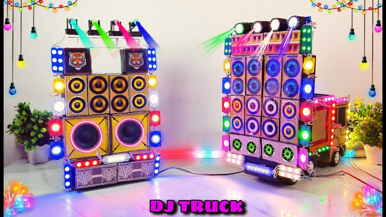 Mini Dj Truck Setup Loading at-home by Cardboard Making Dj truck | Mini Dj Setup | dj wala cartoon