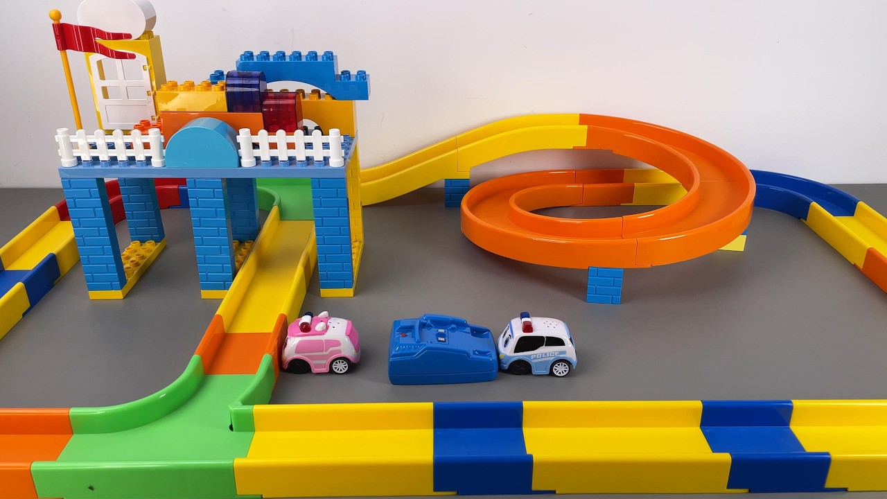 10 Minute ASMR Toy Unboxing: Police Car Alliance Building Block Track Set | Toy Review