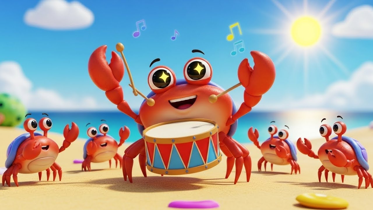 Забавный краб играет на барабане «Бум Бум» 🦀🥁😄 | мультфильм для детей и весёлые приключения
