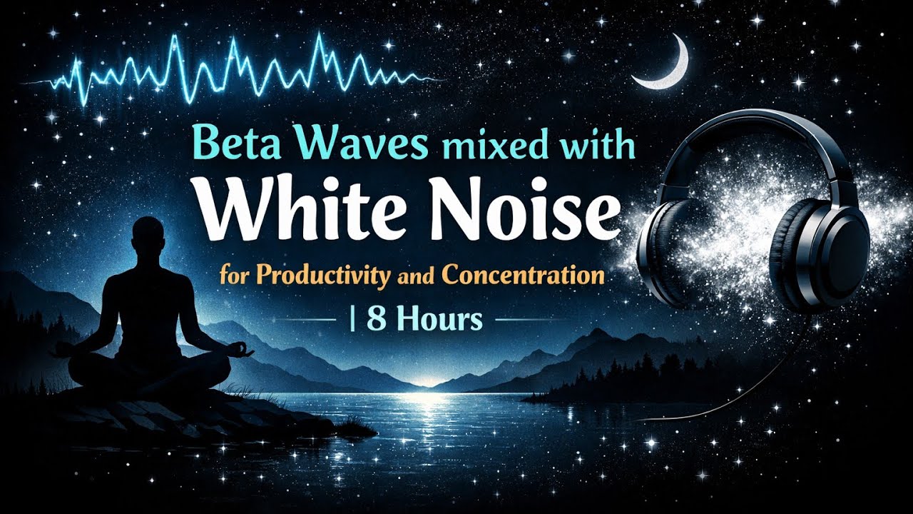 Beta Waves mixed with White Noise for Productivity and Concentration | 8 Hours