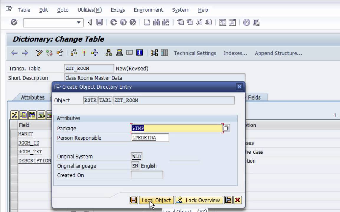 Creating a Database Table in SAP ABAP