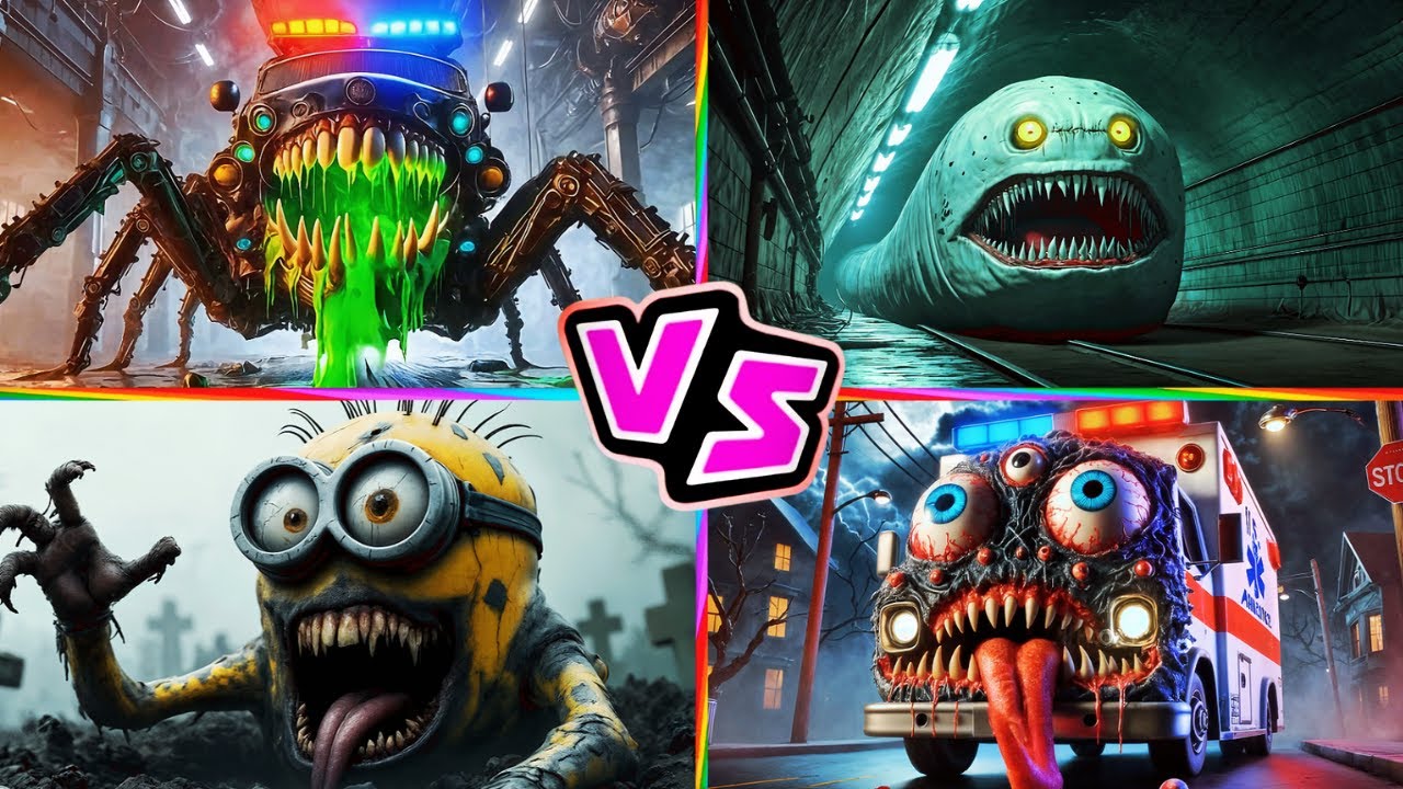 Police Car 🆚 Thomas Train 🆚 Minion Zombie 🆚 Mutated Monster 🎶 Tiles Hop EDM Rush