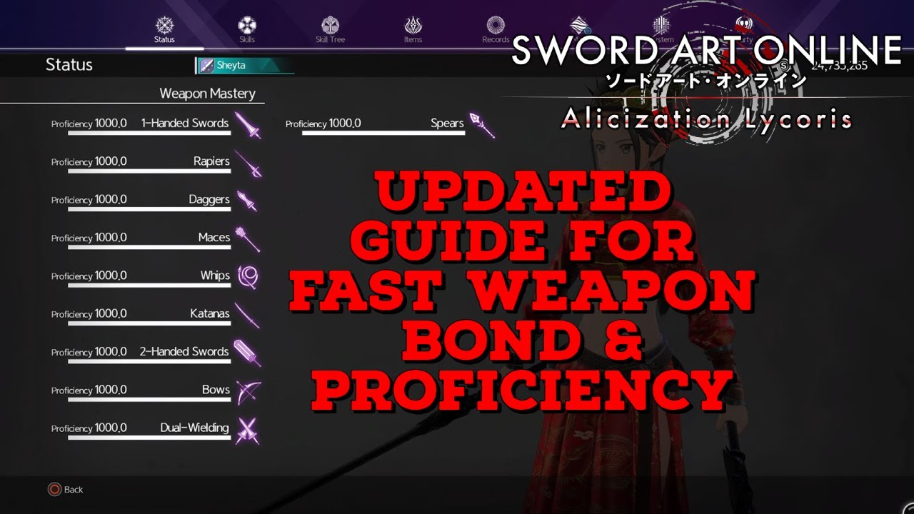 [SAOAL] Updated Guide For Fast Weapon Bond & Proficiency