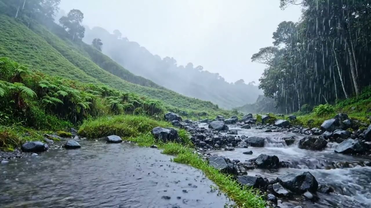 ASMR Mountain Rain and River Sounds for Deep Sleep & Relaxation. #asmr #rain