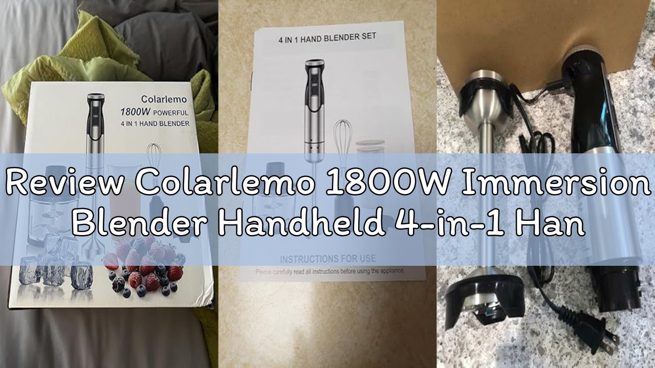 Review Colarlemo 1800W Immersion Blender Handheld 4-in-1 Hand Blender Stick for Ice Crushing Smoothi