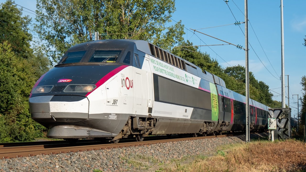 TGV high speed trains in France on the superfast line Le Mans-Rennes & in Normandy, Bretagne, Alsace