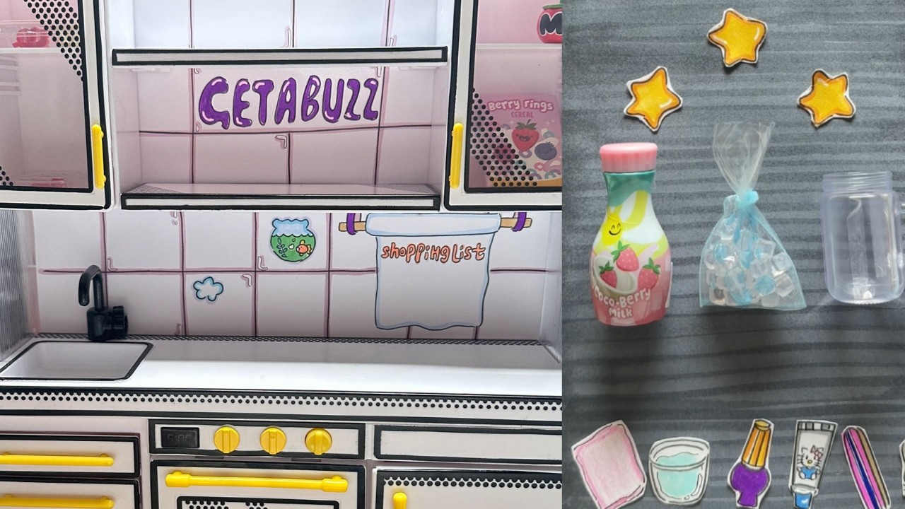 [Paper ASMR]🤲 Hand Cleansing & Massage Game🍓 Cake a Strawberry Frappuccino🥤 Miniatur Food Toys