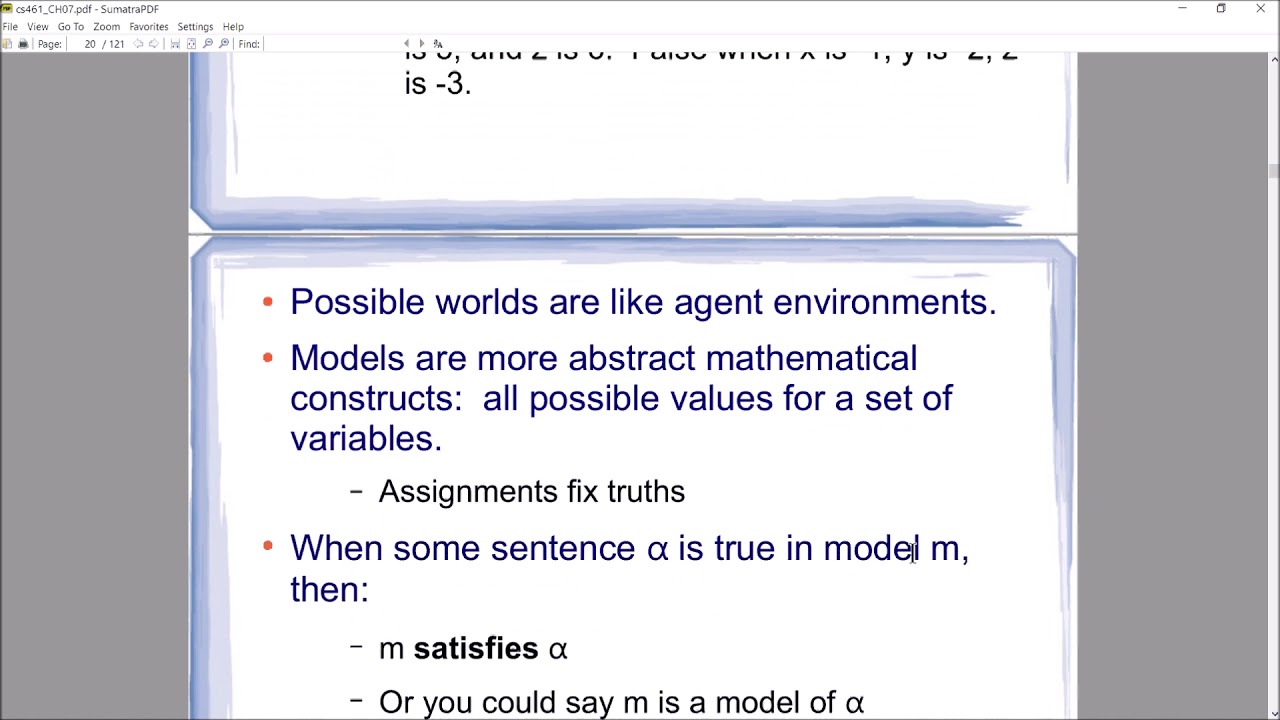 CS461 AI CH07 Lecture:  7.3:  Logic