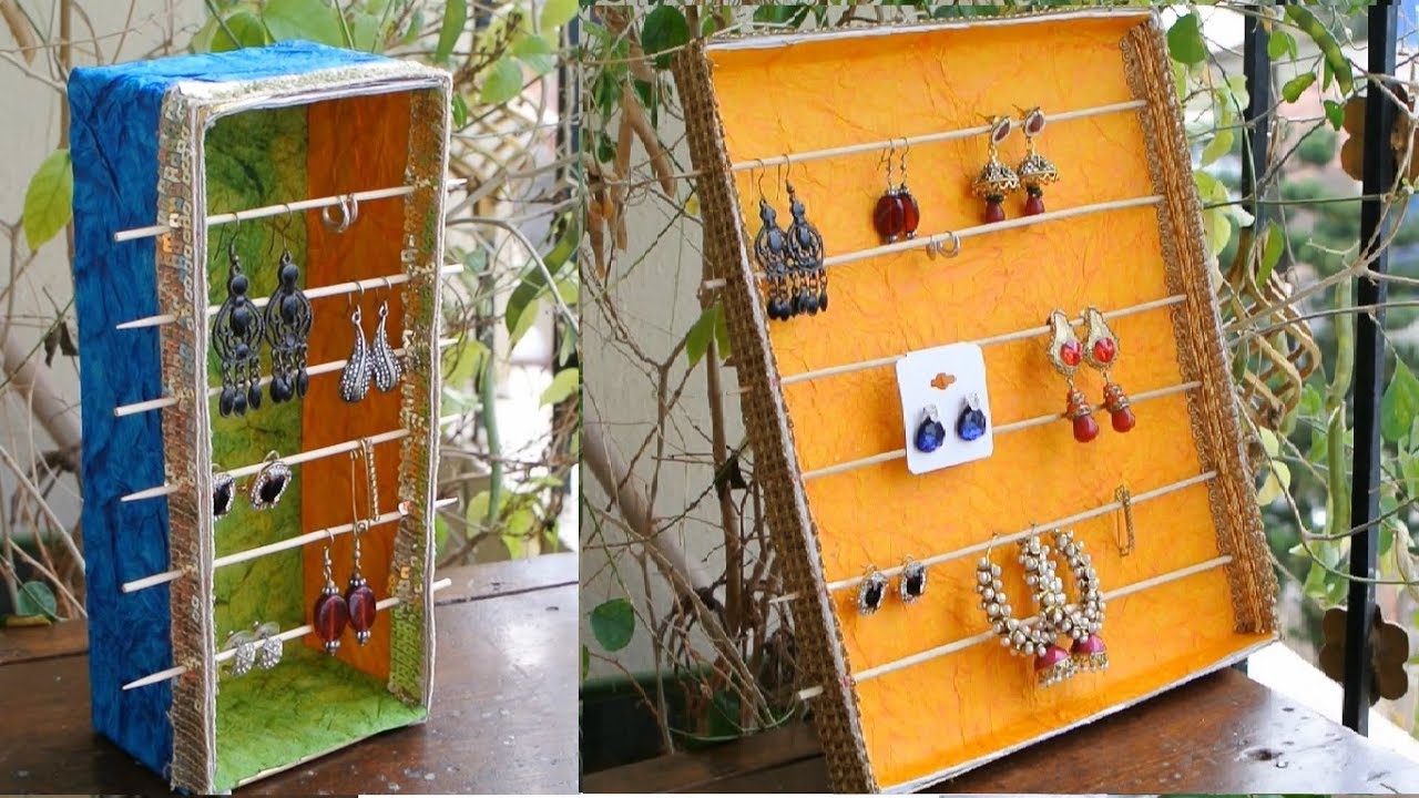 DIY Best out of Waste - Earring holder /Jewelry Organizer