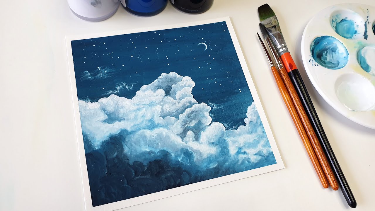 How to Paint Clouds with Poster Color / #85