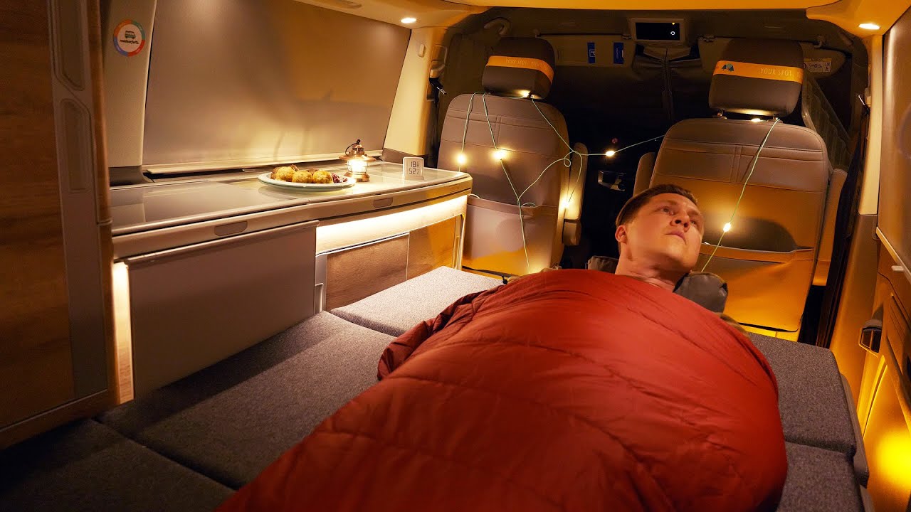 🇨🇭 SOLO CAR Camping in Swiss Alps [comfort cosy car setup, -1 degree night,relaxing van life | ASMR]