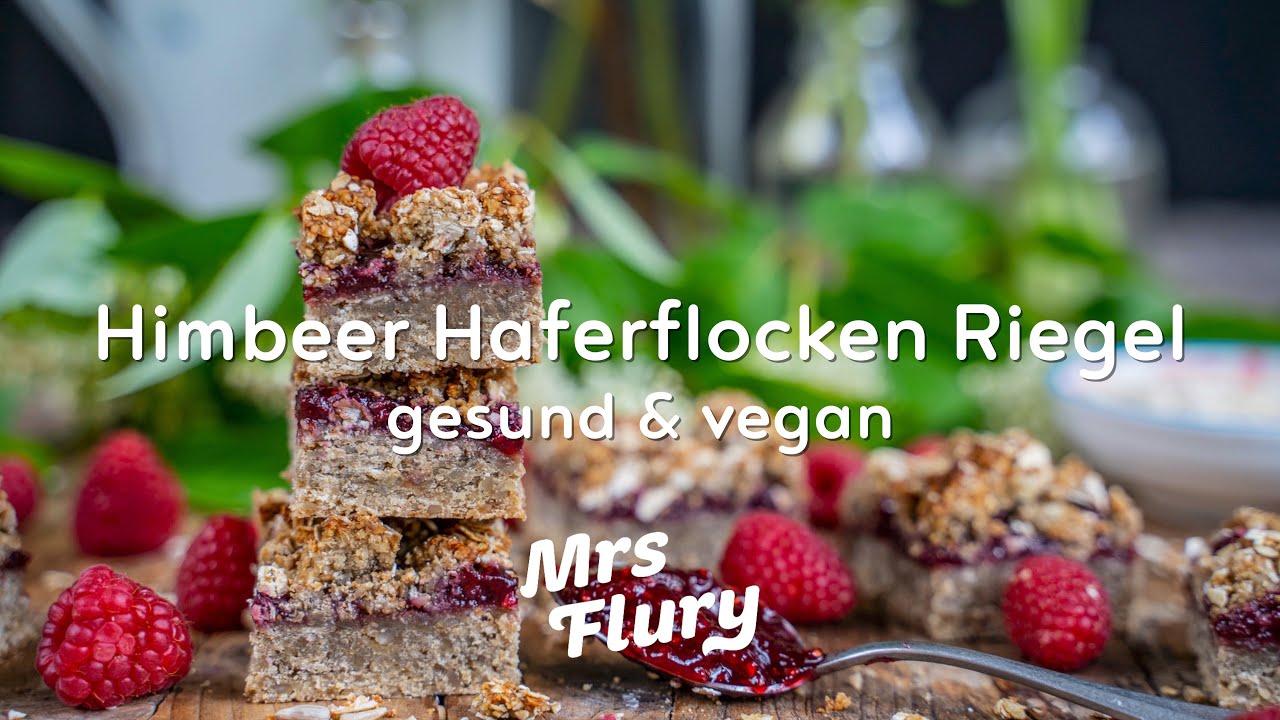 Himbeer Haferflocken Riegel - gesund & vegan