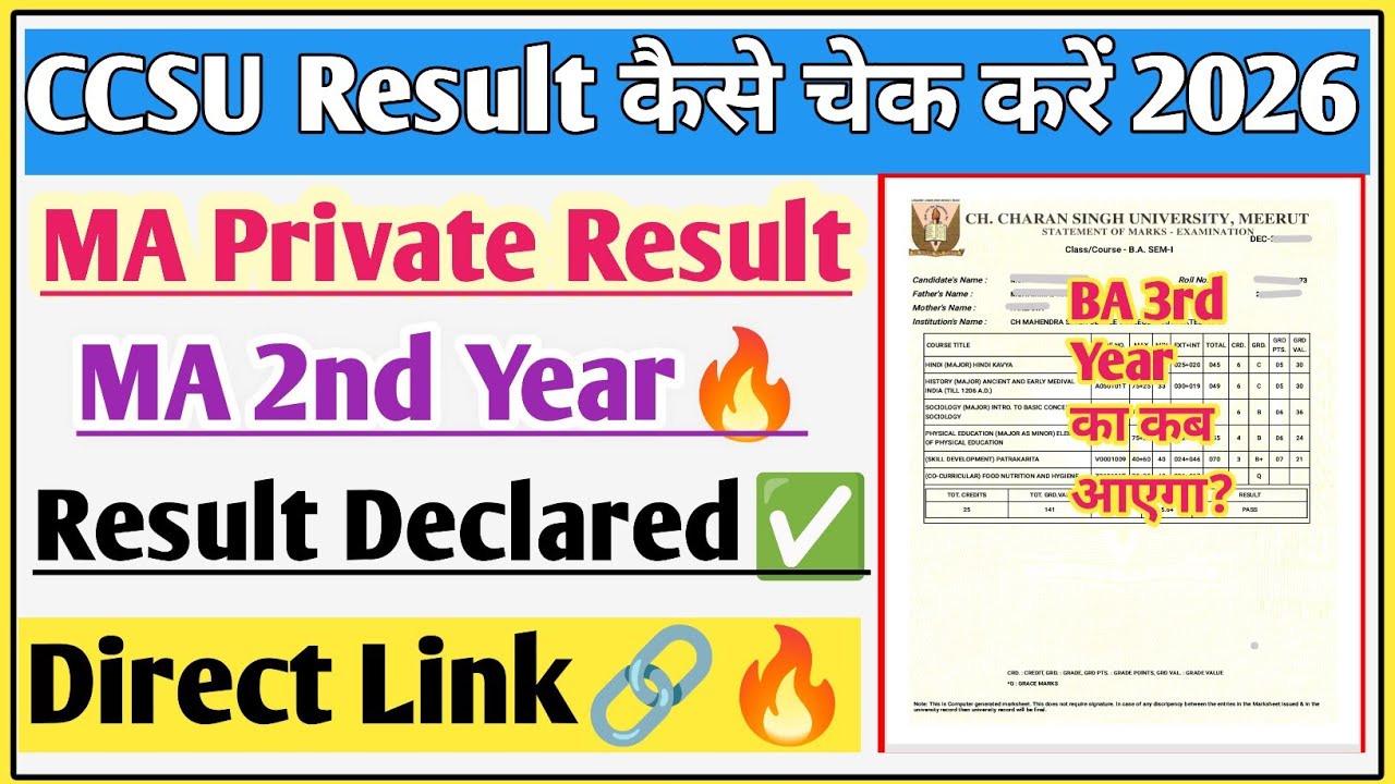 CCSU private result 2026 | CCSU news update today | CCSU MA 2nd year result |CCSU BA 3rd year result