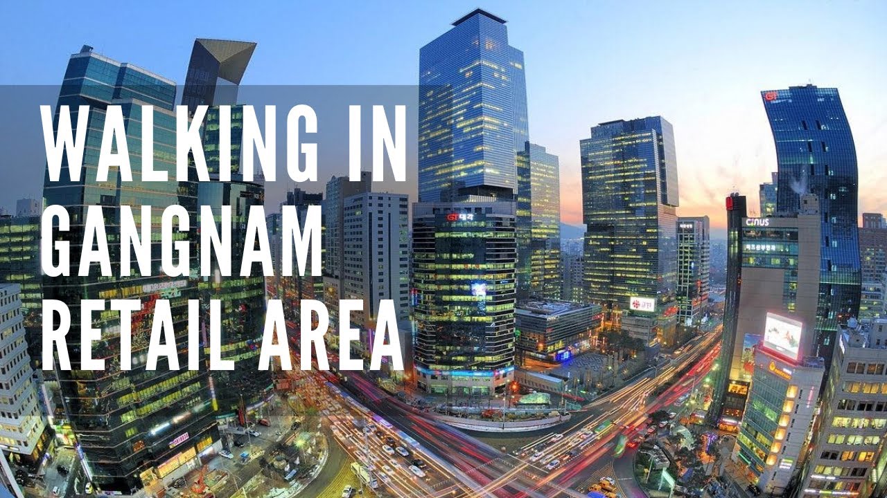 The Gangnam Retail District, Seoul, Korea (강남구; 江南區) Walking Tour - Weekday Traffic