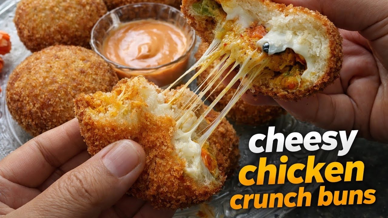 Ramzan Special Chicken Crunch Buns|Easy Iftar Snack |Cheesy Chicken Buns Ghar Per Kaise Banaye|