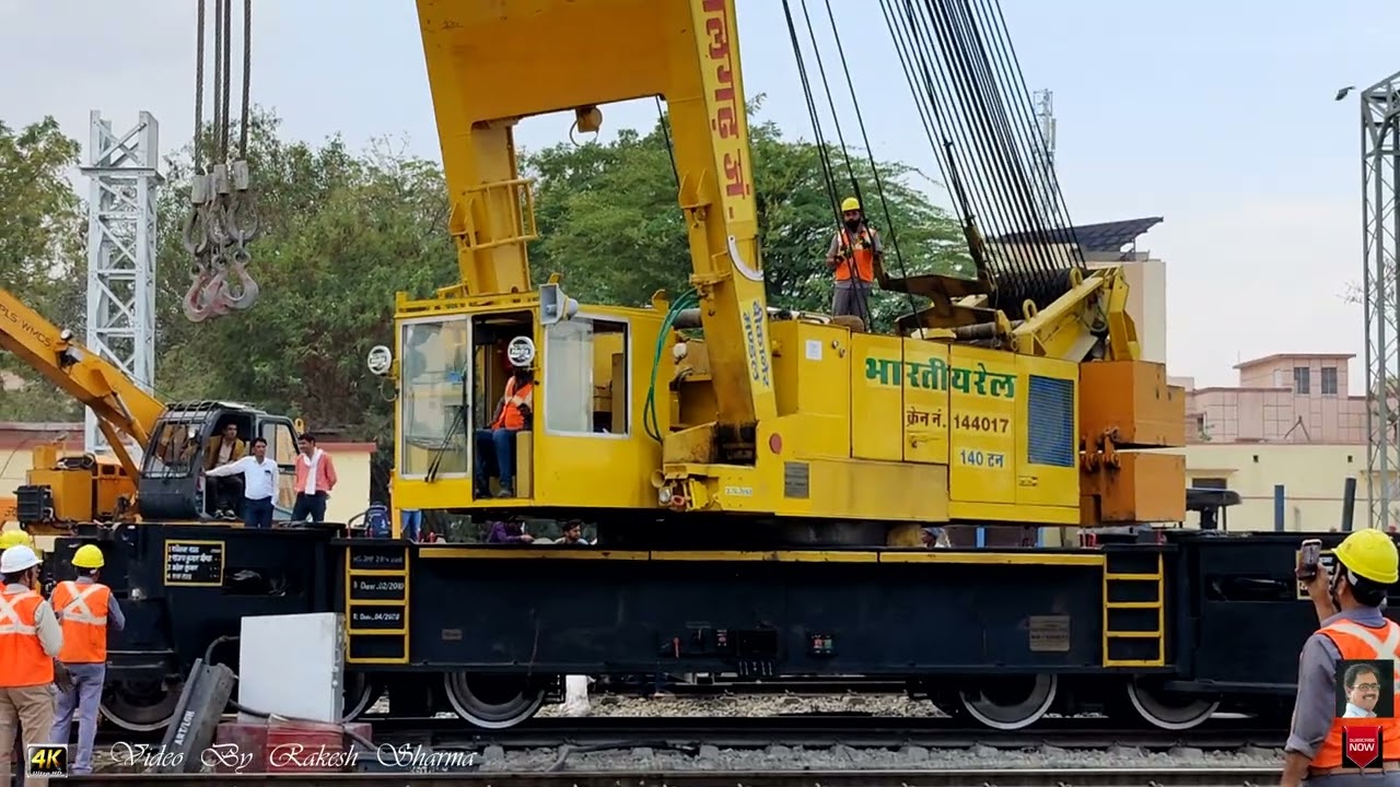 Rail Electrification updates , Implanting Special Beam  10 Tons across the Rail Track in Bikaner
